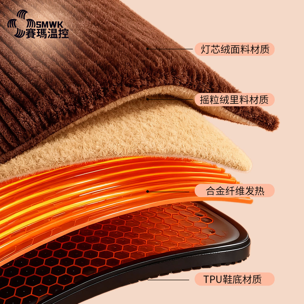 Elderly Birkenstock Winter Smart Charging Heating Shoes Men's Indoor Warm Home Thick-Soled Women's Outer Wear Heated Slippers