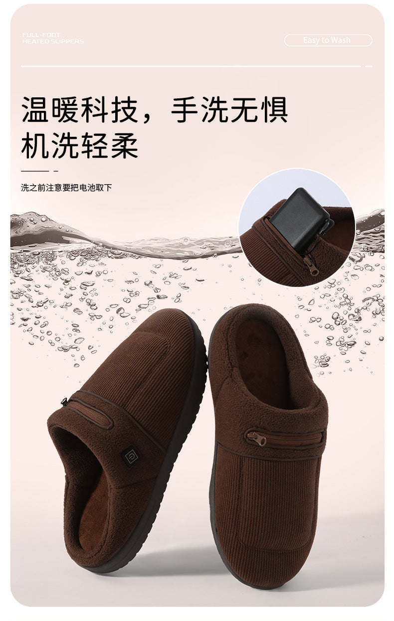Elderly Birkenstock Winter Smart Charging Heating Shoes Men's Indoor Warm Home Thick-Soled Women's Outer Wear Heated Slippers