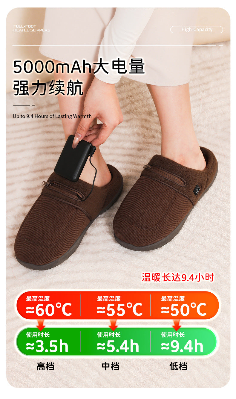 Elderly Birkenstock Winter Smart Charging Heating Shoes Men's Indoor Warm Home Thick-Soled Women's Outer Wear Heated Slippers